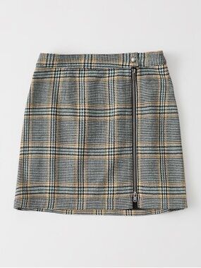 Abercrombie & Fitch Plaid Wool Mini Skirt - Navy and Mustard Yellow